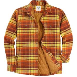 imageDubinik Mens Shacket Lightweight Jacket Cozy Warm Lined Overshirt Flannel Shirts For Men Long Sleeve Snap Casual PlaidOrangeyellow 181