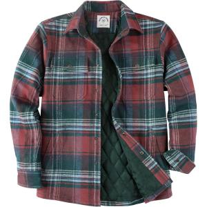 imageDubinik Mens Shacket Lightweight Jacket Cozy Warm Lined Overshirt Flannel Shirts For Men Long Sleeve Snap Casual PlaidRedDark Green 181
