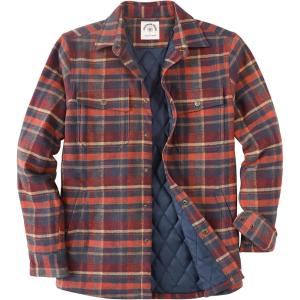 imageDubinik Mens Shacket Lightweight Jacket Cozy Warm Lined Overshirt Flannel Shirts For Men Long Sleeve Snap Casual PlaidRedOrangeyellow 181