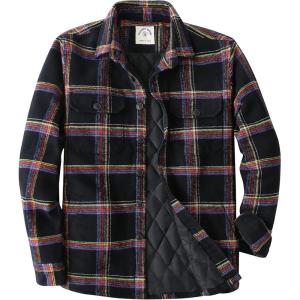 imageDubinik Mens Shacket Flannel Shirt For Men Lightweight Jacket Overshirt Warm Lined Coats Casual Plaid Long Sleeve ButtonBlack Purple and Yellow 182
