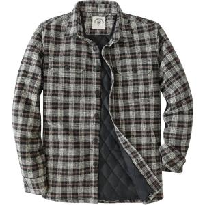 imageDubinik Mens Shacket Flannel Shirt For Men Lightweight Jacket Overshirt Warm Lined Coats Casual Plaid Long Sleeve ButtonBrown and Light Khaki 182