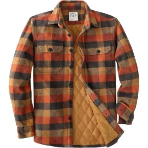 imageDubinik Mens Shacket Flannel Shirt For Men Lightweight Jacket Overshirt Warm Lined Coats Casual Plaid Long Sleeve ButtonOrange Yellow and Gray 182