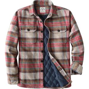 imageDubinik Mens Shacket Flannel Shirt For Men Lightweight Jacket Overshirt Warm Lined Coats Casual Plaid Long Sleeve ButtonPink Khaki and Light Green 182