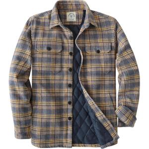 imageDubinik Mens Shacket Flannel Shirt For Men Lightweight Jacket Overshirt Warm Lined Coats Casual Plaid Long Sleeve ButtonYellow Blue and Khaki 182