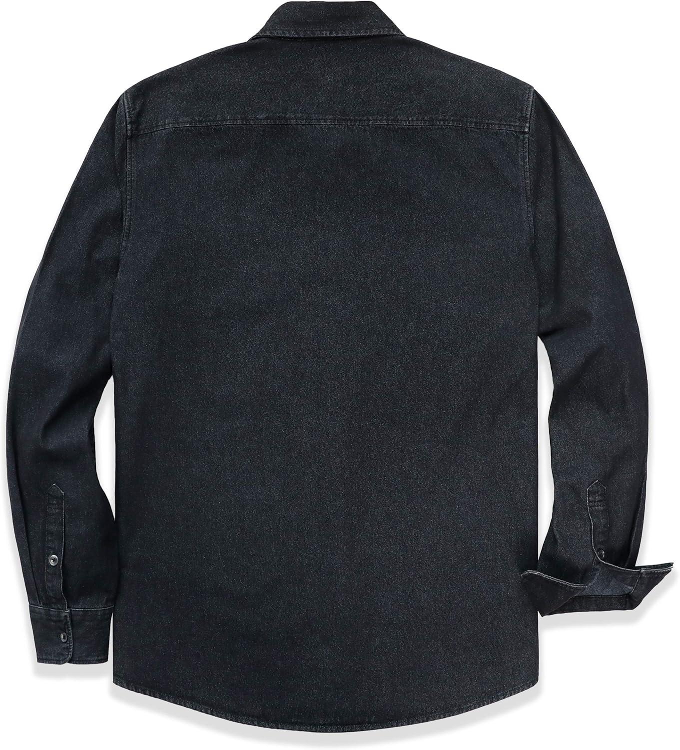 imageDubinik Mens Button Up Shirts Long Sleeve Casual Button Down Work Shirt Men Two Pocket Cotton with ComfortableBlack