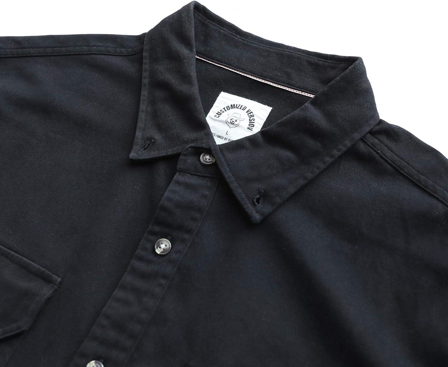 imageDubinik Mens Button Up Shirts Long Sleeve Casual Button Down Work Shirt Men Two Pocket Cotton with ComfortableBlack Solid