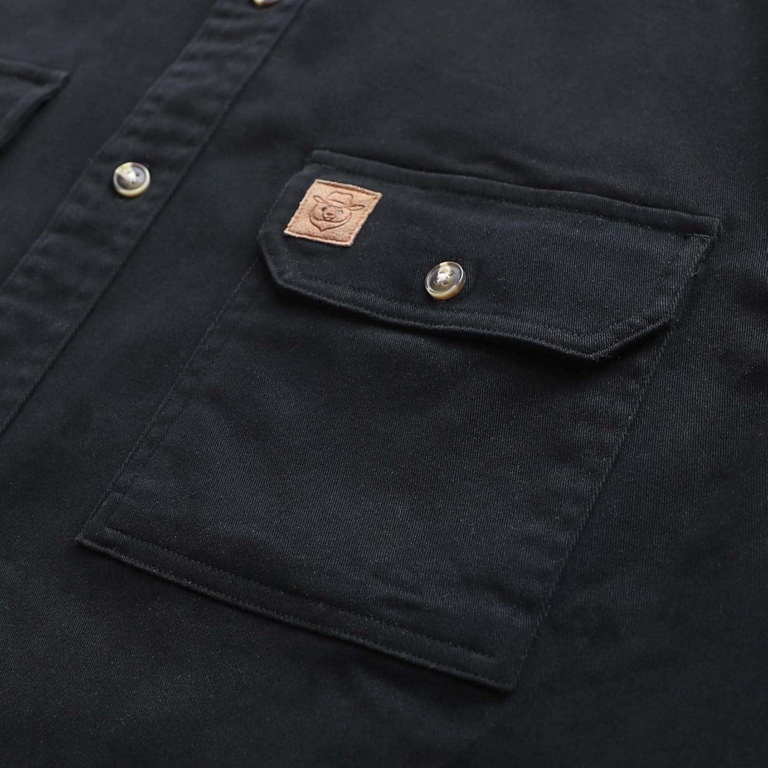 imageDubinik Mens Button Up Shirts Long Sleeve Casual Button Down Work Shirt Men Two Pocket Cotton with ComfortableBlack Solid