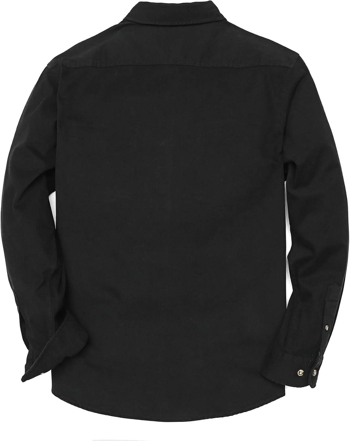 imageDubinik Mens Button Up Shirts Long Sleeve Casual Button Down Work Shirt Men Two Pocket Cotton with ComfortableBlack Solid