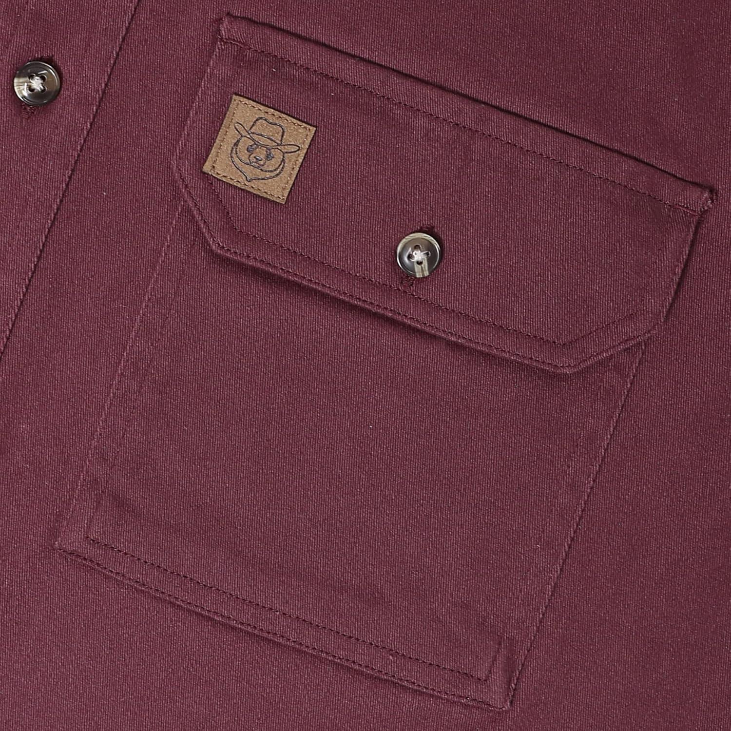 imageDubinik Mens Button Up Shirts Long Sleeve Casual Button Down Work Shirt Men Two Pocket Cotton with ComfortableBurgundy Solid