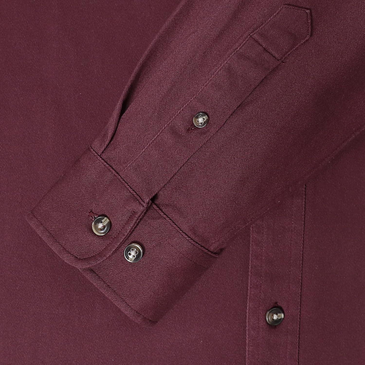 imageDubinik Mens Button Up Shirts Long Sleeve Casual Button Down Work Shirt Men Two Pocket Cotton with ComfortableBurgundy Solid