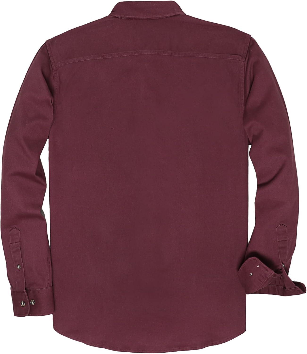 imageDubinik Mens Button Up Shirts Long Sleeve Casual Button Down Work Shirt Men Two Pocket Cotton with ComfortableBurgundy Solid