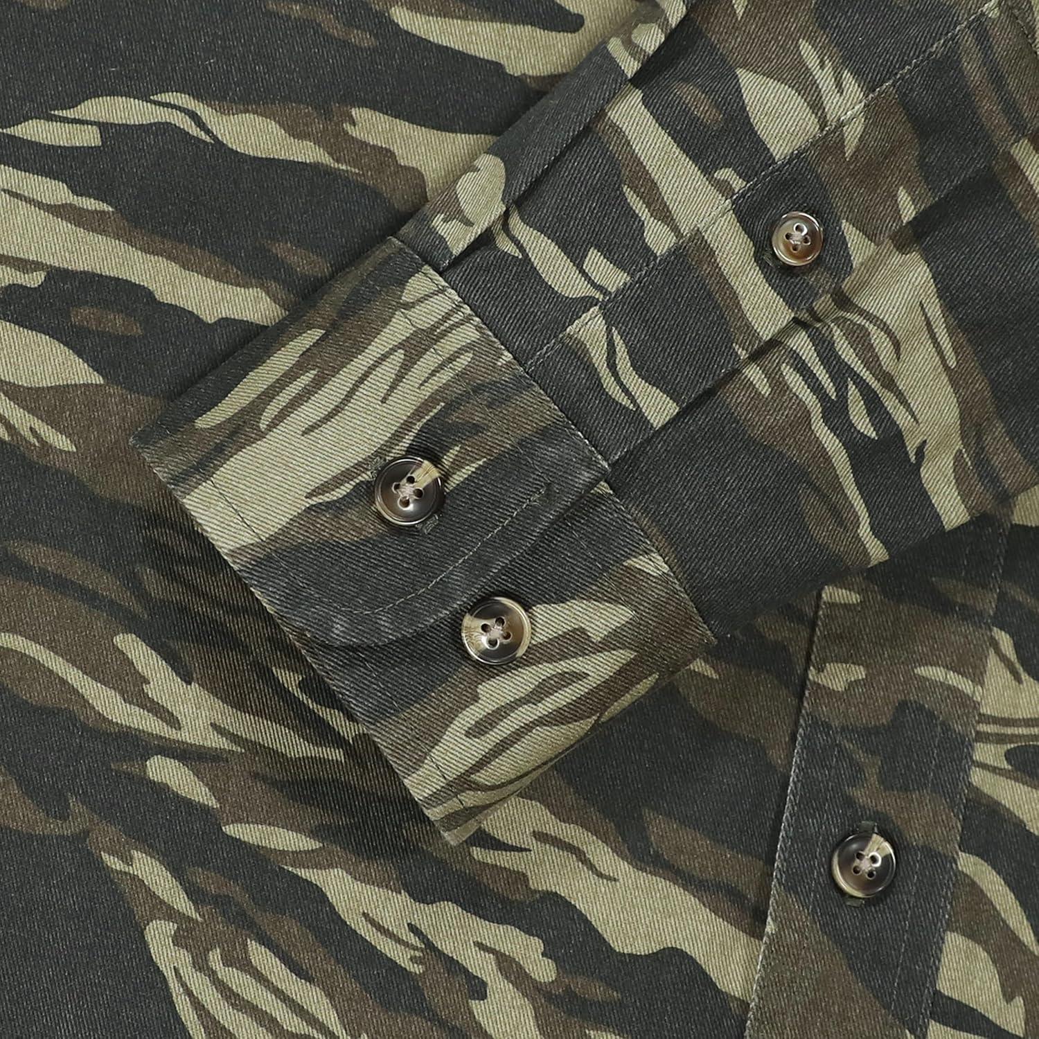 imageDubinik Mens Button Up Shirts Long Sleeve Casual Button Down Work Shirt Men Two Pocket Cotton with ComfortableCamouflage