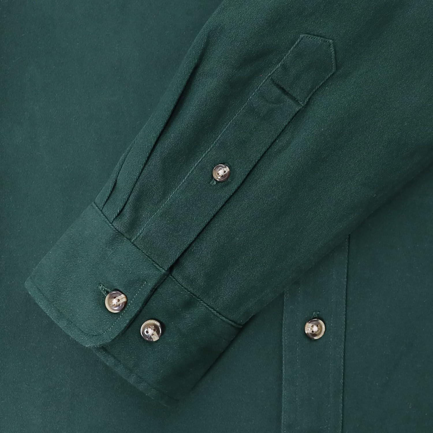 imageDubinik Mens Button Up Shirts Long Sleeve Casual Button Down Work Shirt Men Two Pocket Cotton with ComfortableDark Green Solid