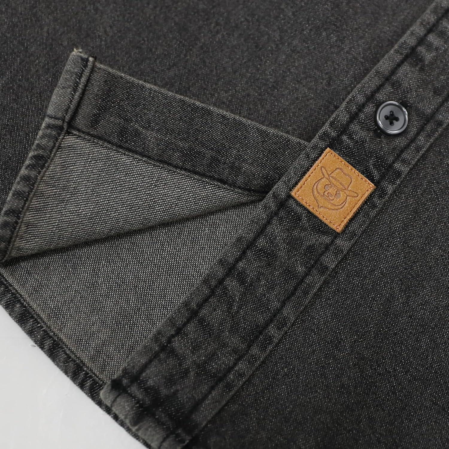 imageDubinik Mens Button Up Shirts Long Sleeve Casual Button Down Work Shirt Men Two Pocket Cotton with ComfortableDark Grey
