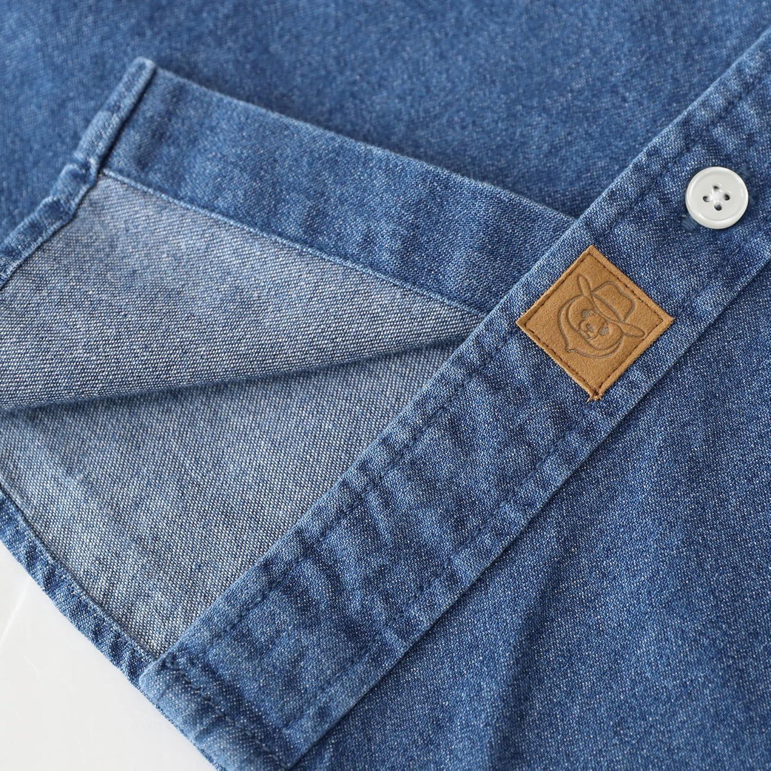 imageDubinik Mens Button Up Shirts Long Sleeve Casual Button Down Work Shirt Men Two Pocket Cotton with ComfortableFaded Blue