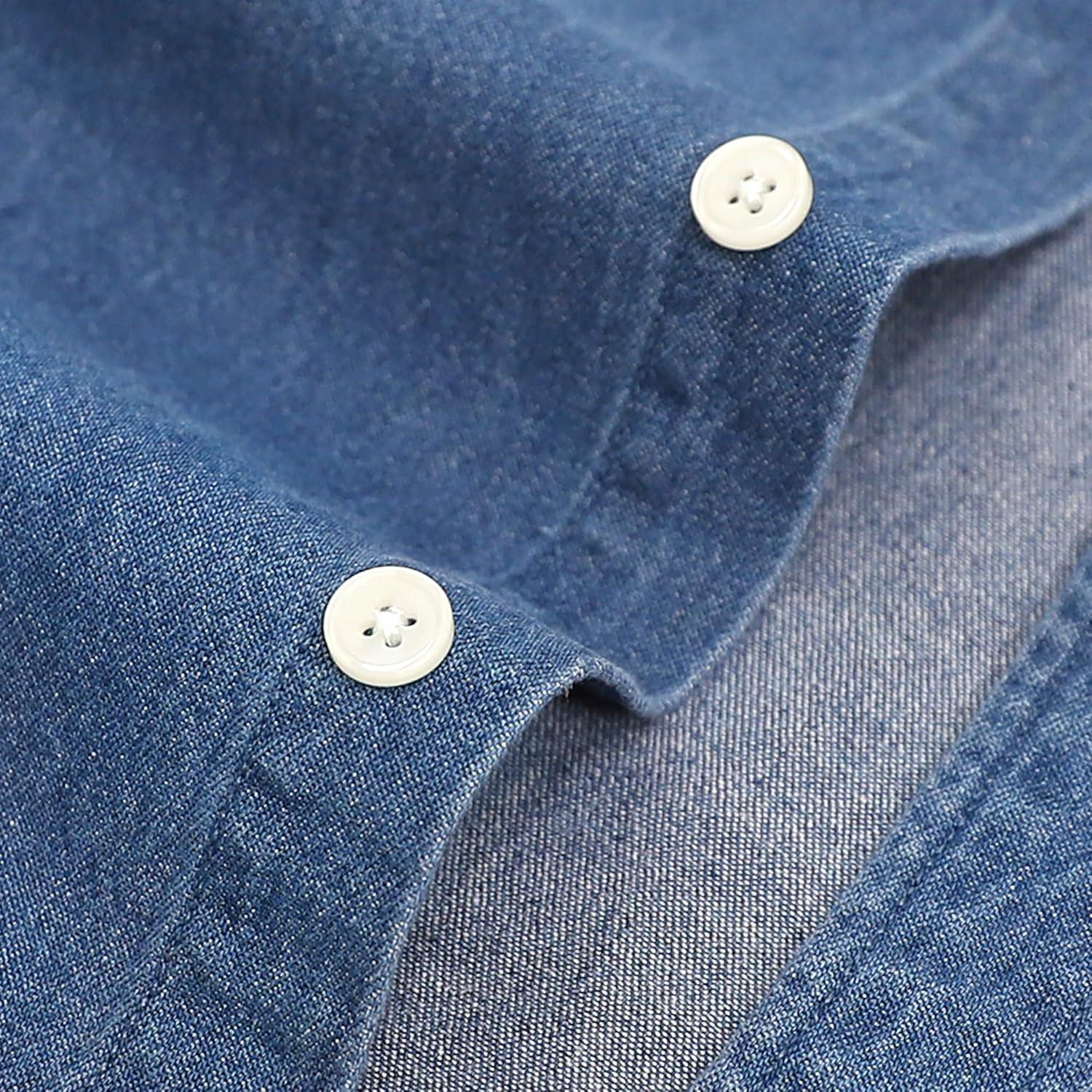 imageDubinik Mens Button Up Shirts Long Sleeve Casual Button Down Work Shirt Men Two Pocket Cotton with ComfortableLight Blue