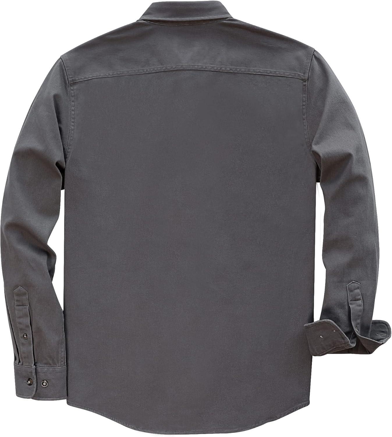 imageDubinik Mens Button Up Shirts Long Sleeve Casual Button Down Work Shirt Men Two Pocket Cotton with ComfortableLight Gray Solid