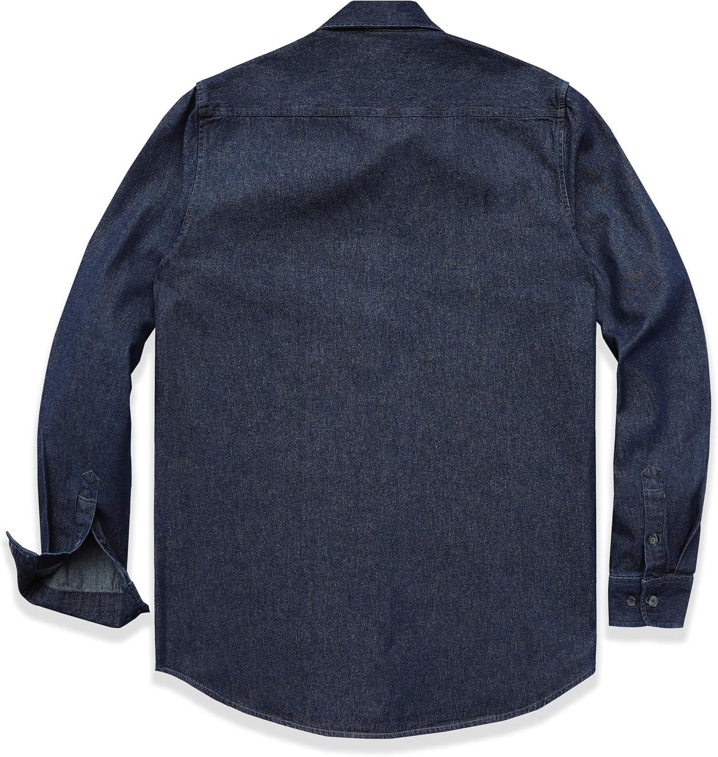 imageDubinik Mens Button Up Shirts Long Sleeve Casual Button Down Work Shirt Men Two Pocket Cotton with ComfortableNavy