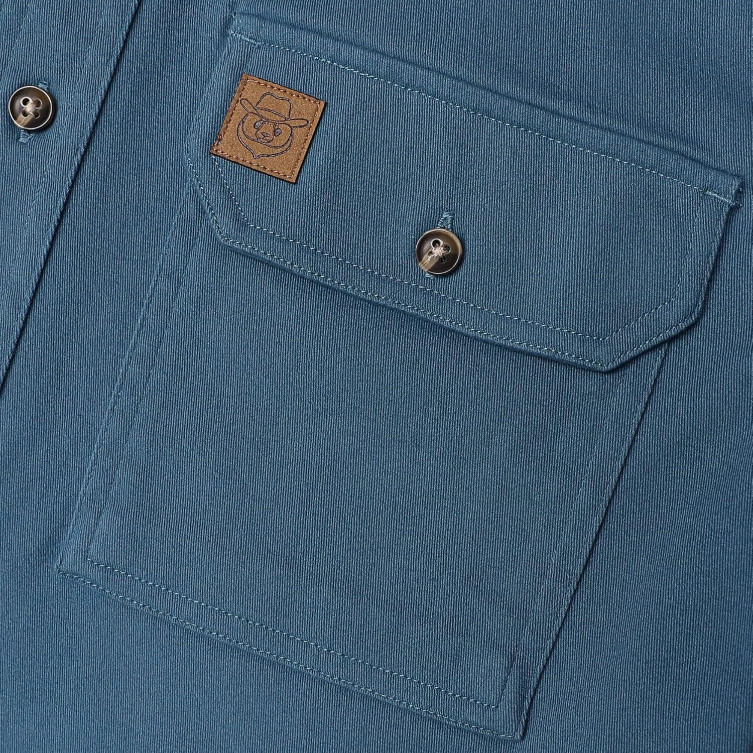 imageDubinik Mens Button Up Shirts Long Sleeve Casual Button Down Work Shirt Men Two Pocket Cotton with ComfortableNavy Blue Solid