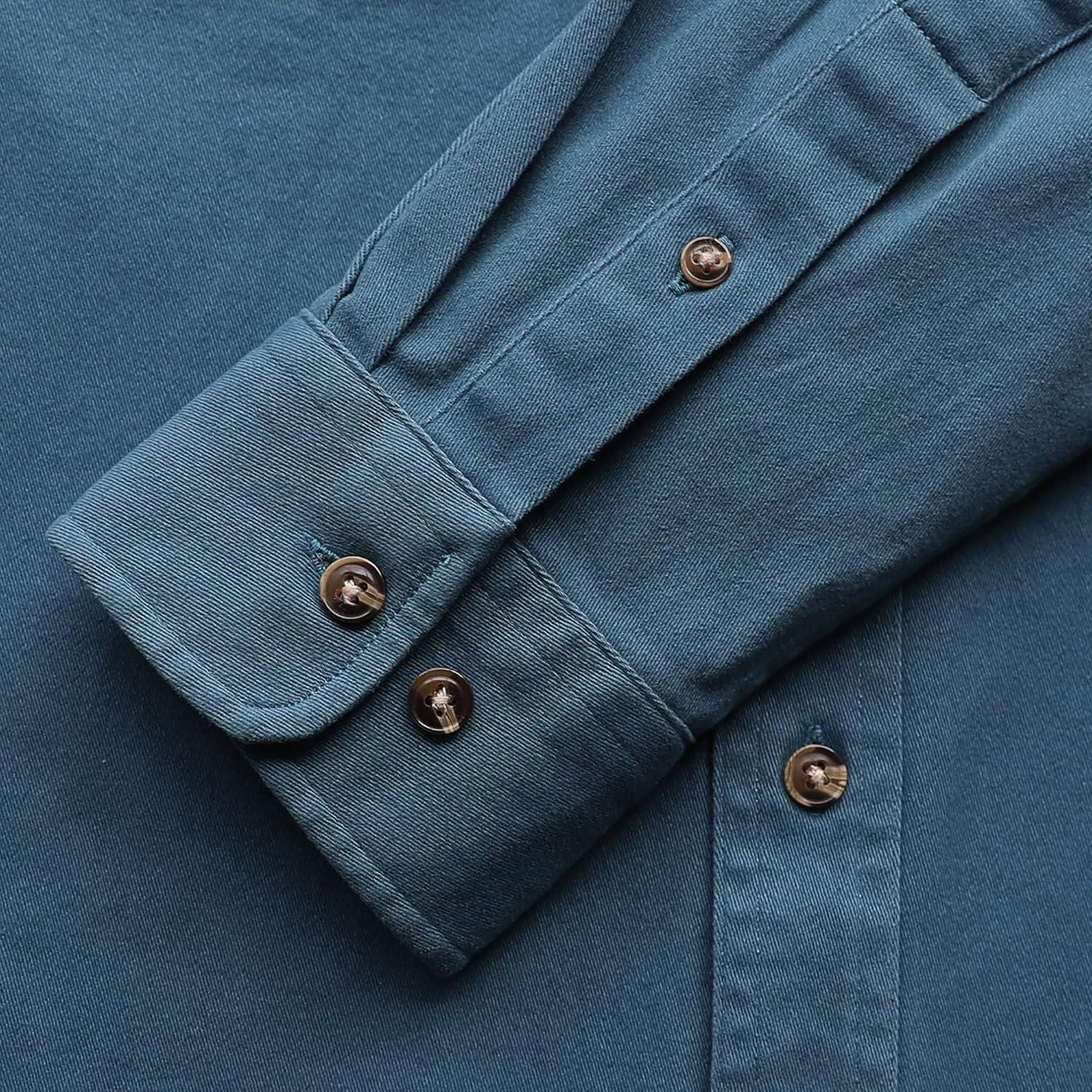 imageDubinik Mens Button Up Shirts Long Sleeve Casual Button Down Work Shirt Men Two Pocket Cotton with ComfortableNavy Blue Solid