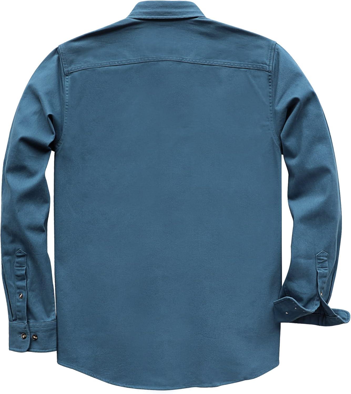 imageDubinik Mens Button Up Shirts Long Sleeve Casual Button Down Work Shirt Men Two Pocket Cotton with ComfortableNavy Blue Solid