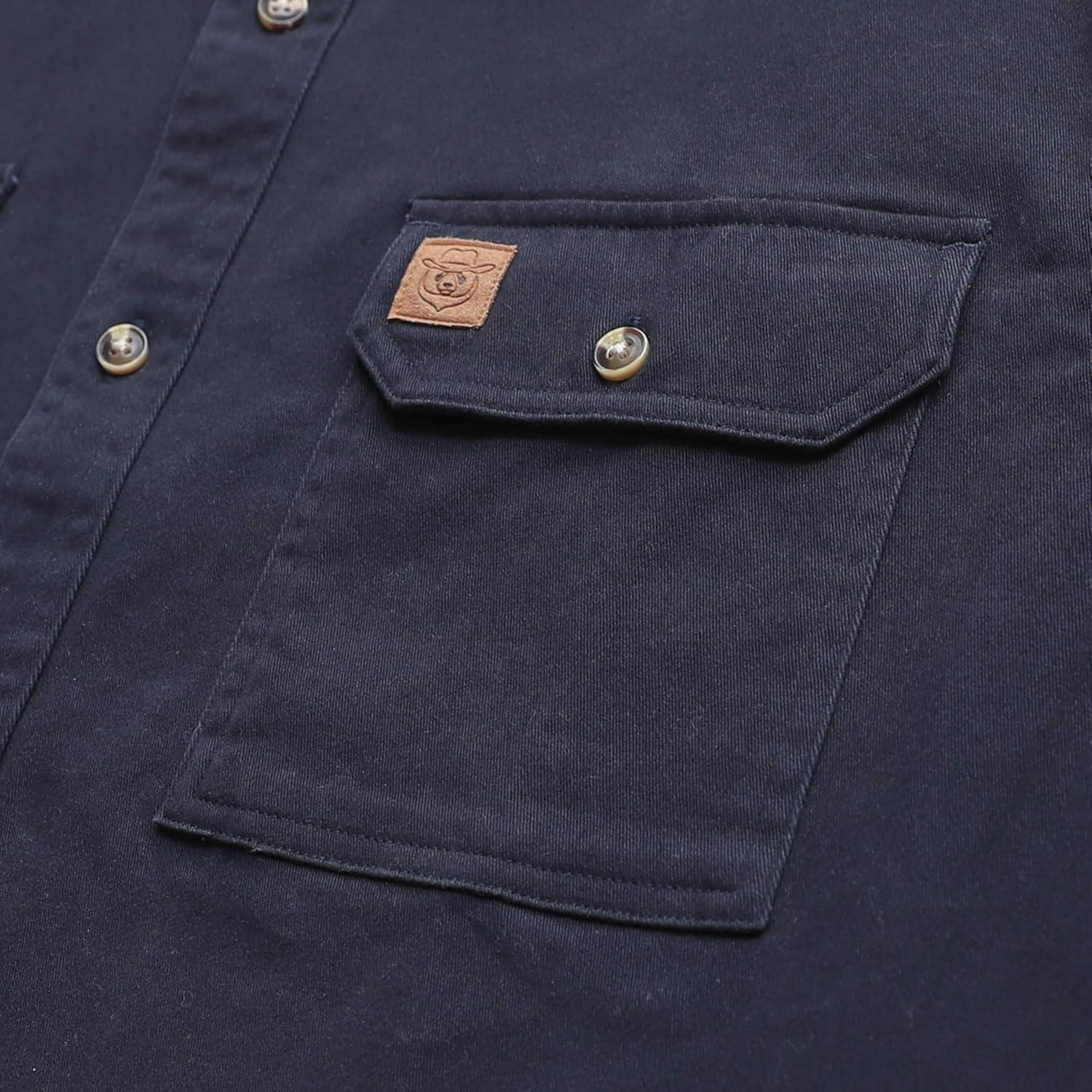 imageDubinik Mens Button Up Shirts Long Sleeve Casual Button Down Work Shirt Men Two Pocket Cotton with ComfortableNavy Solid