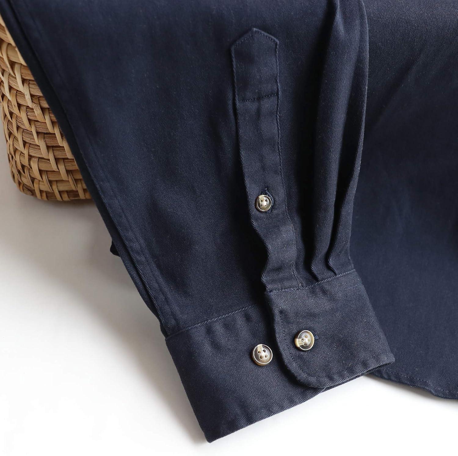 imageDubinik Mens Button Up Shirts Long Sleeve Casual Button Down Work Shirt Men Two Pocket Cotton with ComfortableNavy Solid