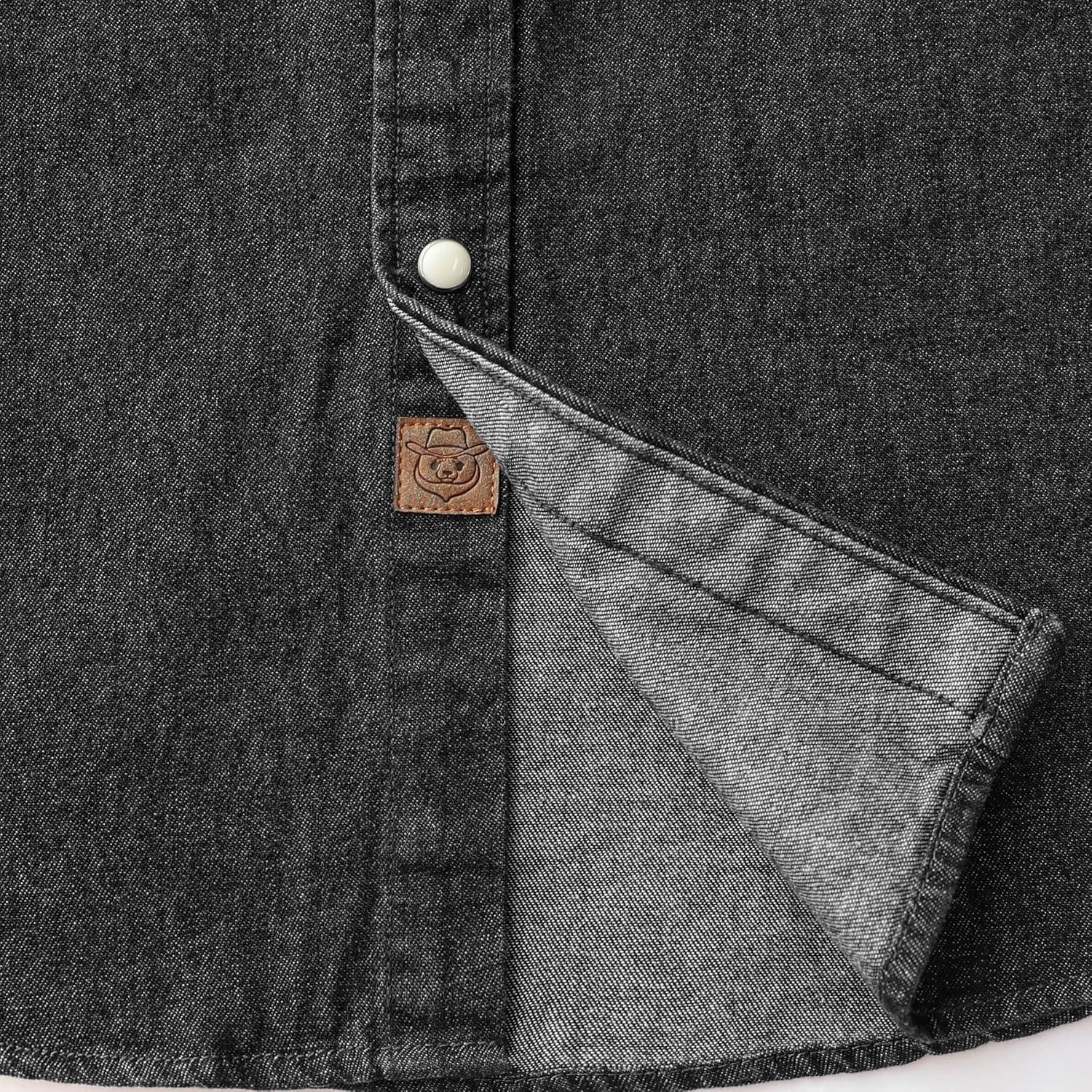 imageDubinik Mens Button Up Shirts Long Sleeve Casual Button Down Work Shirt Men Two Pocket Cotton with ComfortableSnap on Black