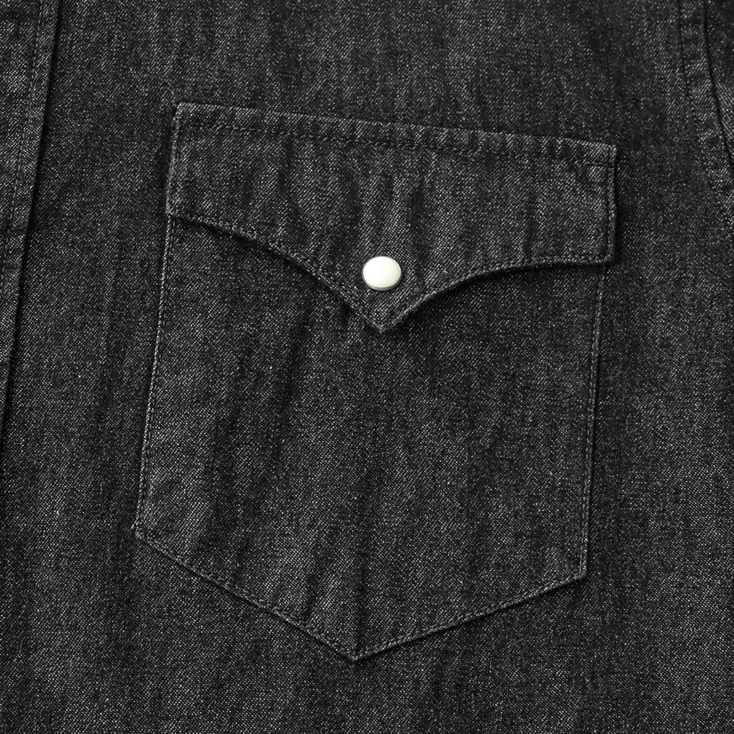 imageDubinik Mens Button Up Shirts Long Sleeve Casual Button Down Work Shirt Men Two Pocket Cotton with ComfortableSnap on Black