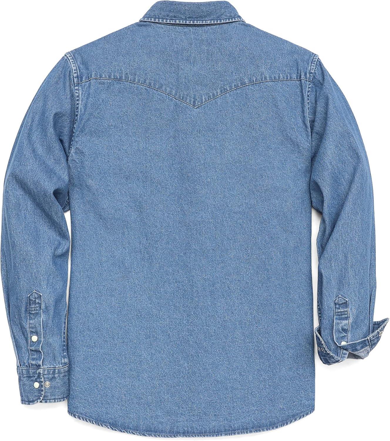 imageDubinik Mens Button Up Shirts Long Sleeve Casual Button Down Work Shirt Men Two Pocket Cotton with ComfortableSnap on Blue