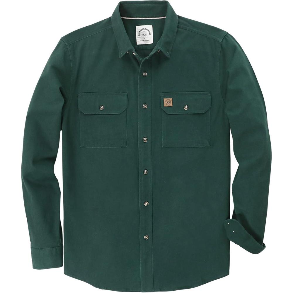 imageDubinik Mens Button Up Shirts Long Sleeve Casual Button Down Work Shirt Men Two Pocket Cotton with ComfortableDark Green Solid