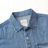 imageDubinik Mens Button Up Shirts Long Sleeve Casual Button Down Work Shirt Men Two Pocket Cotton with ComfortableSnap on Blue