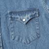 imageDubinik Mens Button Up Shirts Long Sleeve Casual Button Down Work Shirt Men Two Pocket Cotton with ComfortableSnap on Blue