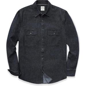 imageDubinik Mens Button Up Shirts Long Sleeve Casual Button Down Work Shirt Men Two Pocket Cotton with ComfortableBlack