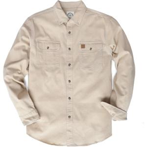 imageDubinik Mens Button Up Shirts Long Sleeve Casual Button Down Work Shirt Men Two Pocket Cotton with ComfortableKhaki Solid