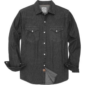 imageDubinik Mens Button Up Shirts Long Sleeve Casual Button Down Work Shirt Men Two Pocket Cotton with ComfortableSnap on Black