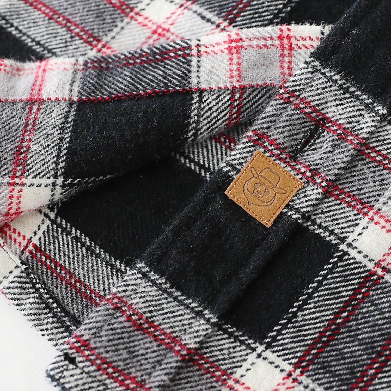 imageDubinik 13oz Ultra Heavyweight Mens Flannel Shirts Long Sleeve Casual Button Down Pocket Soft Warm Cotton ShirtBlack White and Red