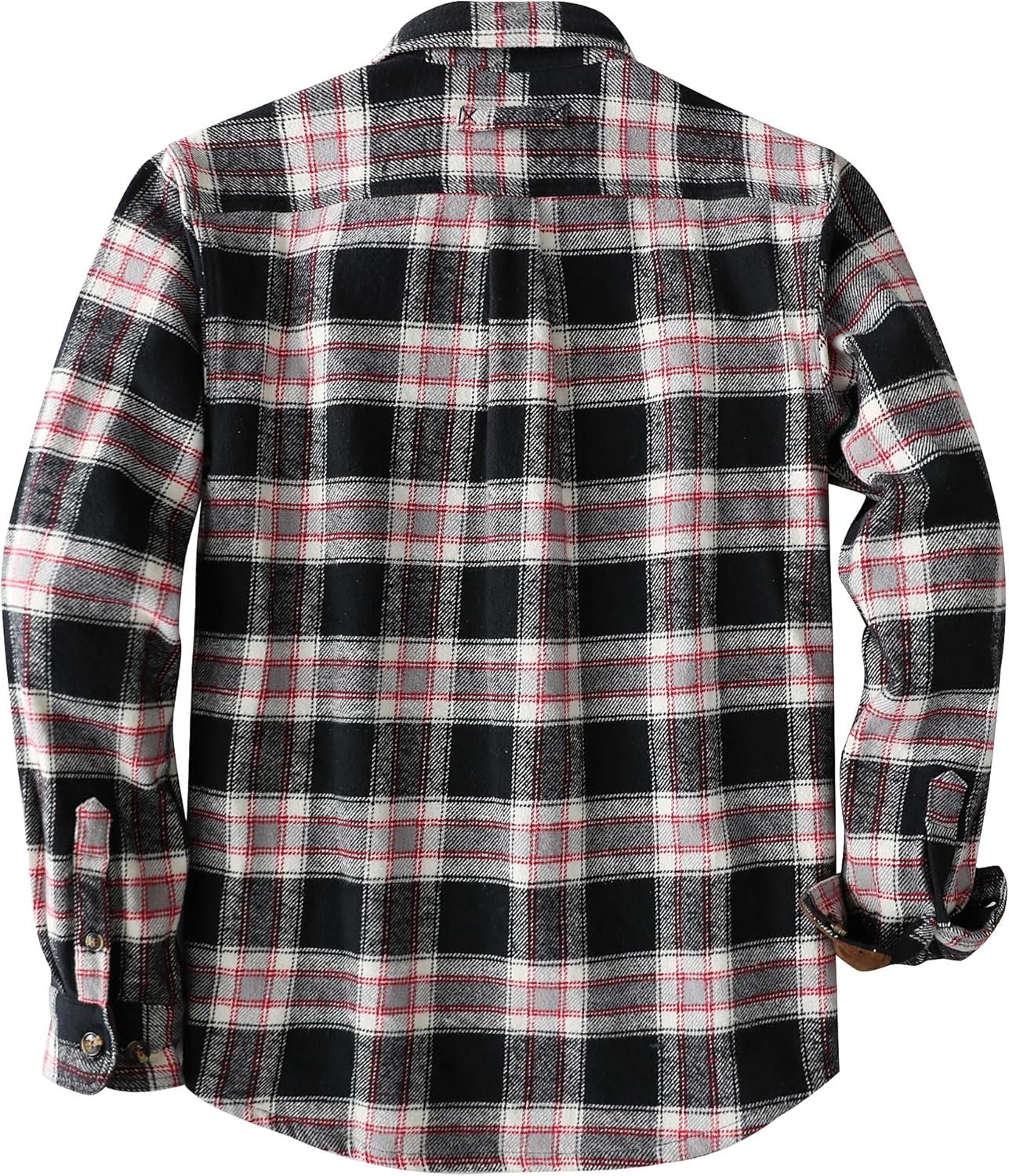imageDubinik 13oz Ultra Heavyweight Mens Flannel Shirts Long Sleeve Casual Button Down Pocket Soft Warm Cotton ShirtBlack White and Red