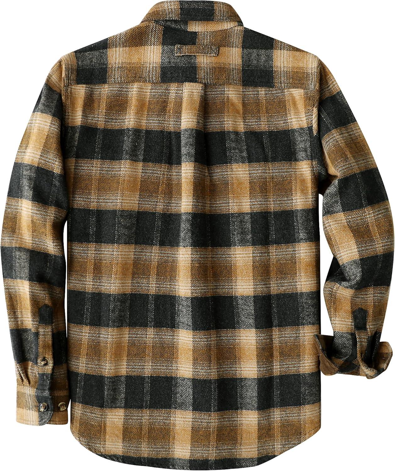 imageDubinik 13oz Ultra Heavyweight Mens Flannel Shirts Long Sleeve Casual Button Down Pocket Soft Warm Cotton ShirtBrown and Grey