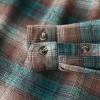 imageDubinik 13oz Ultra Heavyweight Mens Flannel Shirts Long Sleeve Casual Button Down Pocket Soft Warm Cotton ShirtBrown and Green