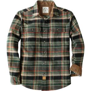 imageDubinik 13oz Ultra Heavyweight Mens Flannel Shirts Long Sleeve Casual Button Down Pocket Soft Warm Cotton ShirtBlack Green and Orange