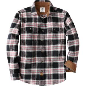 imageDubinik 13oz Ultra Heavyweight Mens Flannel Shirts Long Sleeve Casual Button Down Pocket Soft Warm Cotton ShirtBlack White and Red