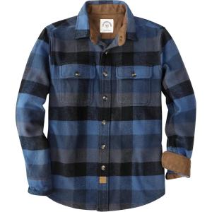 imageDubinik 13oz Ultra Heavyweight Mens Flannel Shirts Long Sleeve Casual Button Down Pocket Soft Warm Cotton ShirtBlue Grey and Black