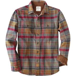 imageDubinik 13oz Ultra Heavyweight Mens Flannel Shirts Long Sleeve Casual Button Down Pocket Soft Warm Cotton ShirtBrown Red and Grey