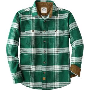 imageDubinik 13oz Ultra Heavyweight Mens Flannel Shirts Long Sleeve Casual Button Down Pocket Soft Warm Cotton ShirtGreen and White