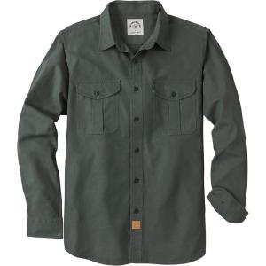 imageDubinik 7oz Mens Button Up Shirts Long Sleeve Casual Button Down Shirt Men Vintage 2 Pocket Sturdy StretchArmy Green 056