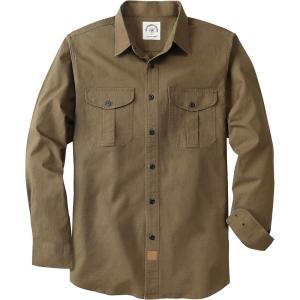 imageDubinik 7oz Mens Button Up Shirts Long Sleeve Casual Button Down Shirt Men Vintage 2 Pocket Sturdy StretchDark Khaki 056