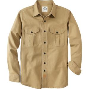 imageDubinik 7oz Mens Button Up Shirts Long Sleeve Casual Button Down Shirt Men Vintage 2 Pocket Sturdy StretchKhaki 056