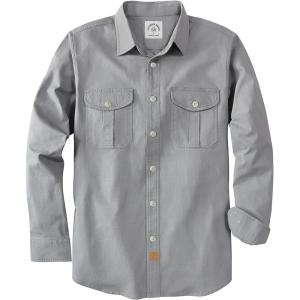 imageDubinik 7oz Mens Button Up Shirts Long Sleeve Casual Button Down Shirt Men Vintage 2 Pocket Sturdy StretchLight Gray 056