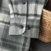 imageDubinik Flannel Shirt for Men Plaid Mens Button Down Long Sleeve Shirts Cotton CasualA Dark Grey and White